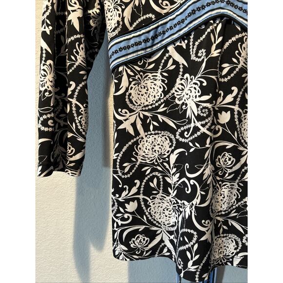 Ann Taylor Loft Women’s Large 3/4 Sleeve Blouse Top Floral Tie Waist Slimming - Picture 5 of 8